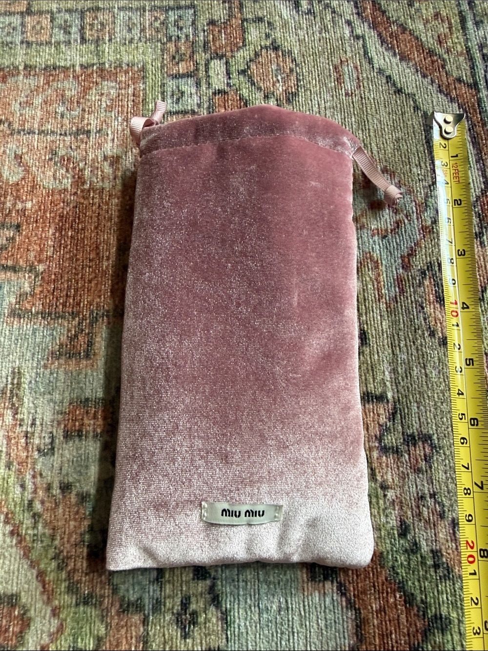 Miu Miu Dusty Rose Puffy Velvet Drawstring Pouch